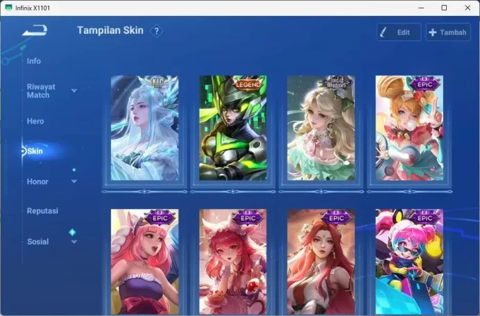GLOBAL | hero 49, skin 43 KIC luna, Legend lady sun, land shi, honor sakeer, many epic skin check SS HOK187B