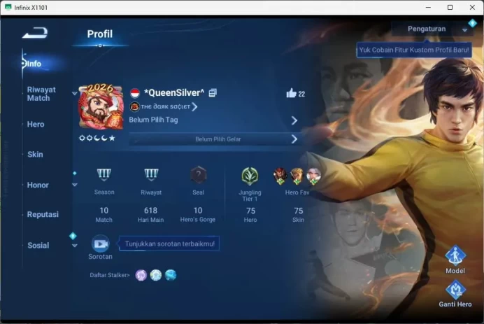 GLOBAL | hero 75, skin 75 SXNX houyi, Legend ladysun, legend consort yu, land shi, for button n more check SS HOK191B