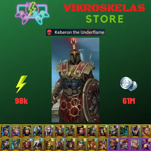 Starter acc with Keberon : 98k energy / 61 mln coins / Tyrant Ixlimor, Arix, Ninja + 20 Login Legendaries / Aniri, Fenax 2x