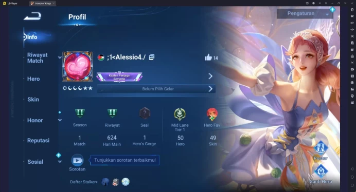 GLOBAL|HERO 50,SKIN 49,Legend Consurt,Legend LadySun,Good Acc,many skin Event/Limited cek ss for more HOK212B