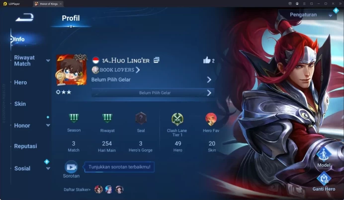 HOK Global 49H 20S | BF Event & Huo Yi | Angela Worldly | 1232 limit+1030 Tokens | Detail Cek SS | Fast Delivery HOK280B