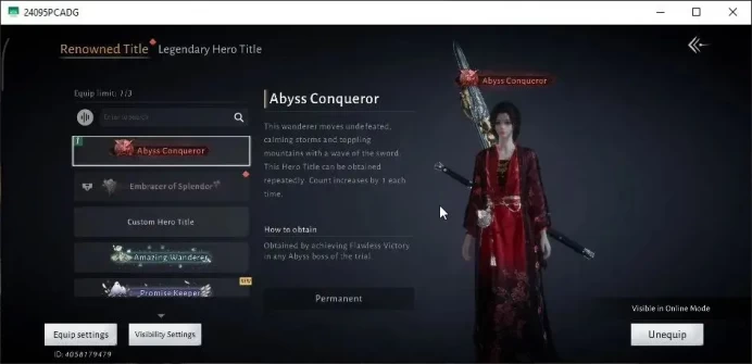 GLOBAL|Lv 92|GS 26K|Abys Conqueror|6,2K Jade|Retrun Of Spring,Cimson Curtain|100% Oddty| Female MC |Netease|(WWM1092)