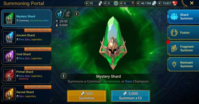 Starter with Lilitu + Shards : 166 Ancient, 34 Void, 25 Primal, 4 Sacred | Ninja + 17 Login Legendary | Mine max