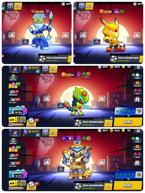 93 BRAWLERS / 31 MAX + 33.6K TROPHY + FREE CHANGE NAME / 225 SKIN / ONE ACCOUNT LIFETIME FUN