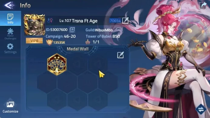 Server 70xxx lvl 107 | Hero 123 | 1 Hero UR | 5 Hero Awakend | VIP8 | Power 13535K RA131B