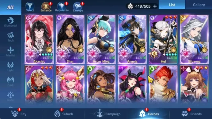 Server 70xxx Lvl 368 | Hero 418 | 6 Hero UR | 9 Hero Nexus | VIP10 | Power721M RA132B