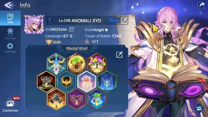 S70xxx L258 | 352M Power | VIP 10 | 9 UR | 3 Nexus | 44 Awakened | 3 Epic Skin: Hanabi, Achlys Alice, Sing Lunox | SS | RA202B