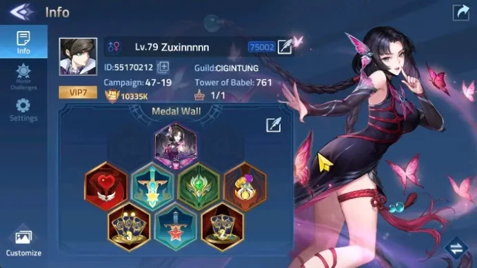 Server 75xxx Lvl 79 | Hero 100 | 3 Hero Awakend | Power 10335K Vip7 RA308B