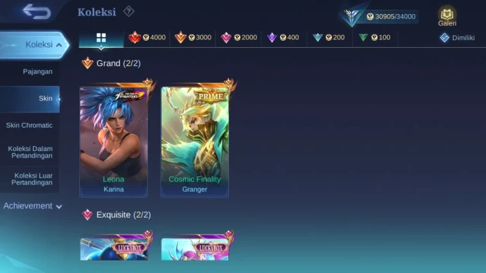 GLOBAL Hero 76 Skin 107 | Prime Granger | Luckybox Odette Akai | KOF Karina | Lightborn Harith | Expert | Check ss ML1732B