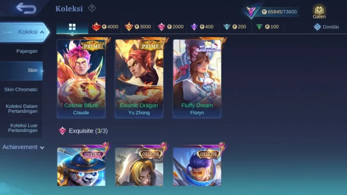 GLOBAL Hero 85 Skin 227 Legend Granger | CC Granger | Prime Claude YZ | Luckyb Akai | Zodiac Lunox Selena | Renowned | ML1737B