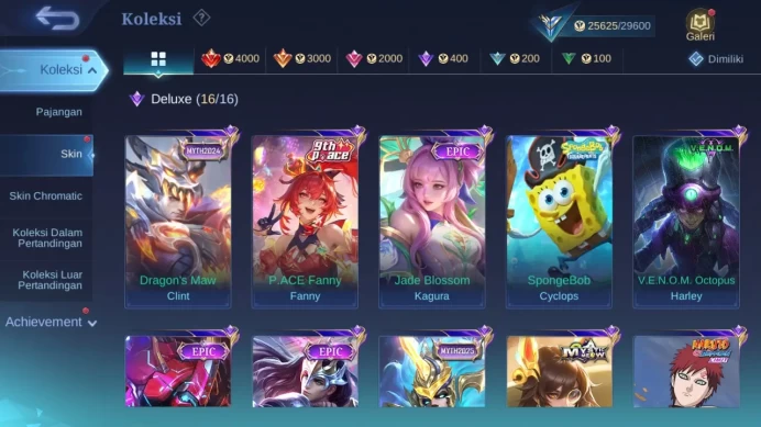 GLOBAL Hero 99 Skin 131 Create Kadita | Spongebob | Lightborn Harith | Epic Lance Khufra | Expert | Check ss ML1739B