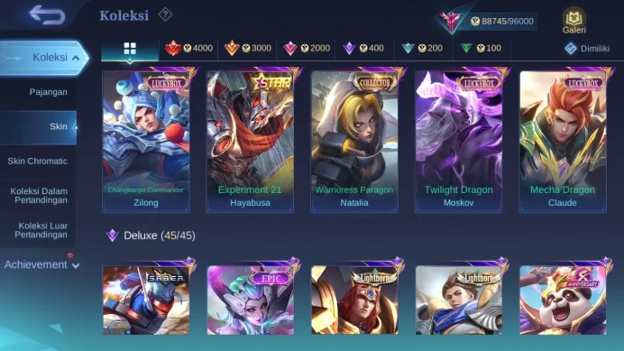 GLOBAL Hero 132 Skin 334 Prime Beatrix|Luckybox Claude Moskov Zilong|Stunt Chou|Zodiac Selena Martis| Exalted ML1742B