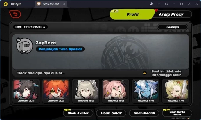 ASIA | Lv.30 | Nangong Yu, Koledang Belobong, Sebastiane, Demara, Soukaku, Piper Wheel ,MC Wise | ZZZ15B