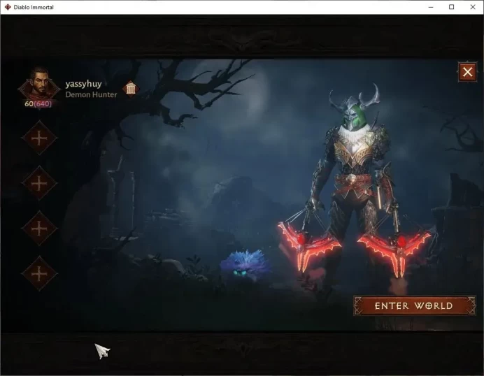 SEA - Anu|CS ON|Lv60(640)|Demon Hunter|CR 38K|Reso 480|Paragon Maledictor|Inferno III|Hell Lv 16|Cosmetic 1|(DI1243)