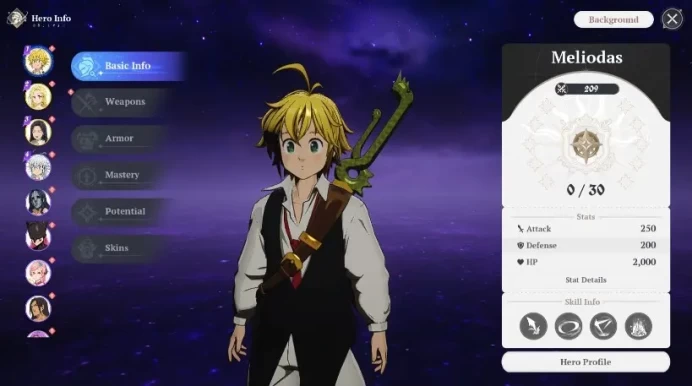 America(East) | Lv2 FreshStory | 3 SSR Meliodas, Eliane, Guila + SSR Selector ticket | LogNetmarble | Check SS RA241B