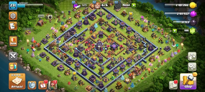 TH 15 Almost Max | Change Name Free| LVL 231 | 20 Skin Hero| Magic Items| heroes 90_90_61_65_40| 2 Equipment| Security Account