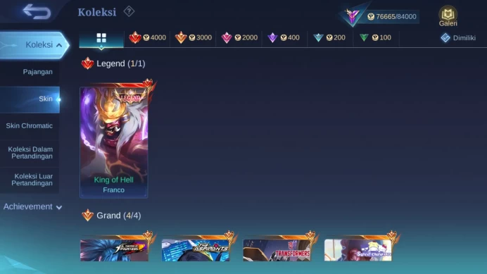 Hero 93 | Skin 245 | Legend Franco | Aspirant Ruby | Clouds Kagura | Luckybox Hanabi, Lunox | Zodiac Lunox, Badang ML1030B