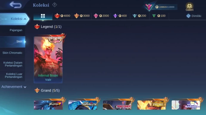 Hero 127 | Skin 352 | Legend Valir | Aspirant Ruby | Prime Yuzhong | Luckybox Alucard, Eudora, Alpha, Lesley, Gatotkaca ML1060B