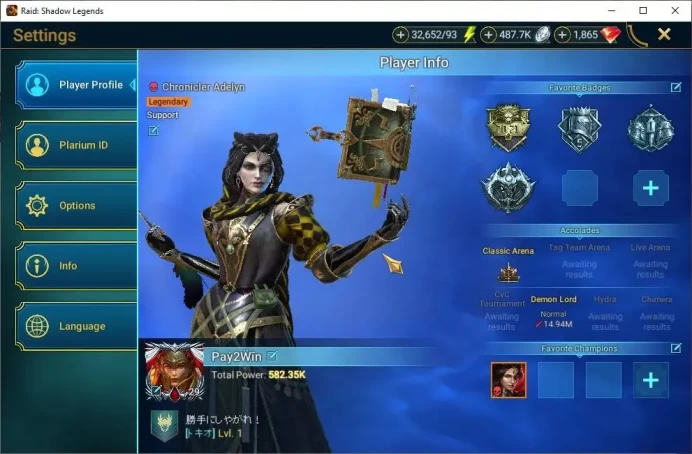 Lv29 582K Power|1 Mythic(Arachoa)+18 Legend(Ninja,Ezio,Xenomorph,Rathalos,McAngelo,Wukong,Etc)|32K Energy|Plarium(RSL1468)