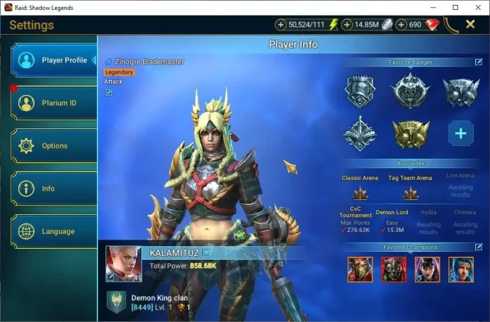 Lv41 858K Power|1 Mythic(Calamitus)+29 Legend(Alice,Zinogra,Ninja,Ezio,Rathalos,McAngelo,Wukong,Etc)|50K Energy|Plarium(RSL1469)