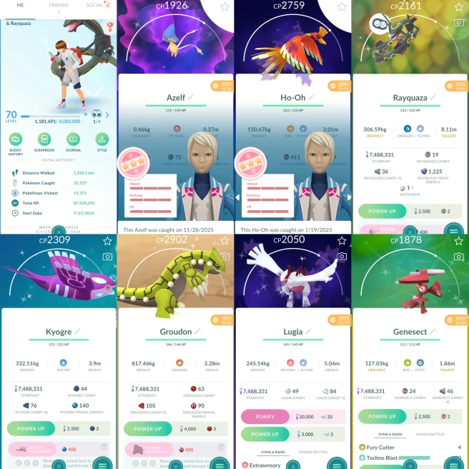 2218 Level 70 Shadow Ho-Oh 100% Coin x11103 Rare Candy x476 SHUNDO Azelf Shiny Mega Rayquaza
