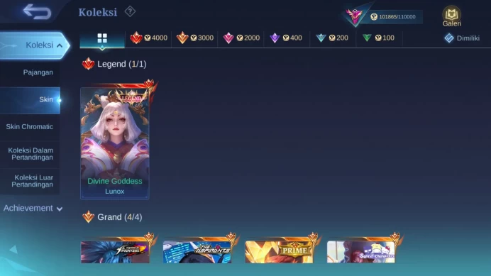 Hero 128 | Skin 331 | Legend Lunox | Aspirant Ruby | Prime Yuzhong | Luckybox Hayabusa, Alpha, Selena, Kimmy | CC YSS ML1085B