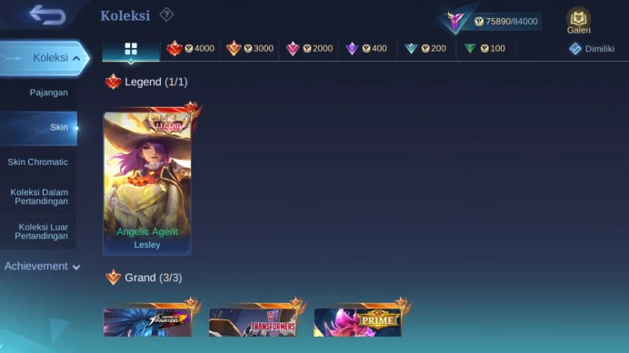 Hero 128 | Skin 278 | Legend Lesley | Prime Claude | Luckybox Hayabusa, Karrie, Selena, Claude | Stunt Chou ML1087B