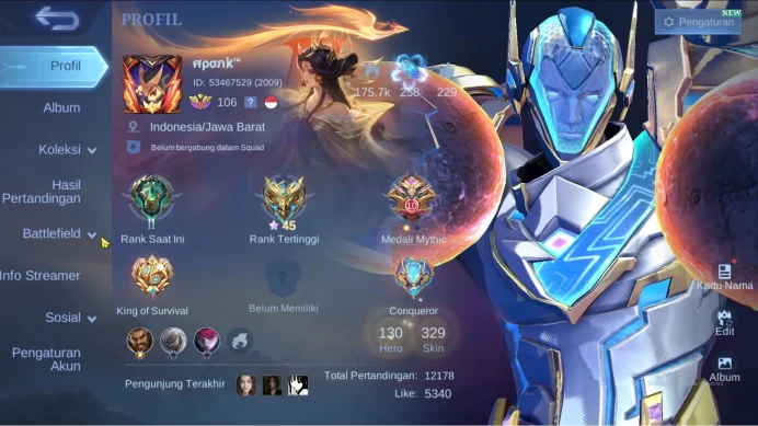 Hero 130 | skin 329 | Legend Gord, Clouds Kagura, Luckybox Chou Gatot Johnson ML007B