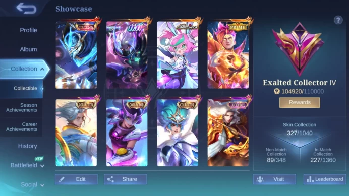 Hero 131 | Skin 327 | Legend Gusion | 11.11 Hayabusa | Aspirants Change | CC Natan Wanwan Harley | Luckybox Selena Lance ML042B