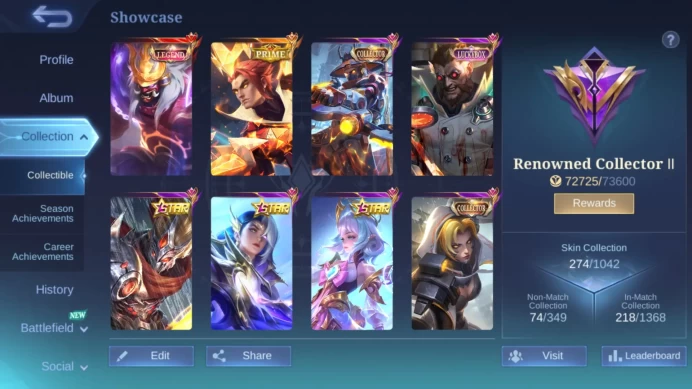 Hero 131 | Skin 274 | Legend Franco | CC YSS| Prime Yu Zhong | Luckybox Roger |Annual Haya Lesley Angela | Zodiac Martis ML069B
