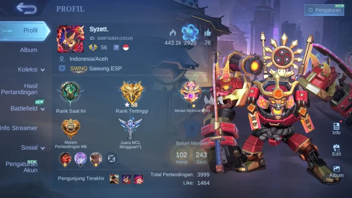 Hero 102|CC Jawhead Natalia|Luckybox Roger|Lightborn Tigreal|Zodiac Helcurt|Sparkle Fredrinn|Blazing Claude Aldous Esme ML101B