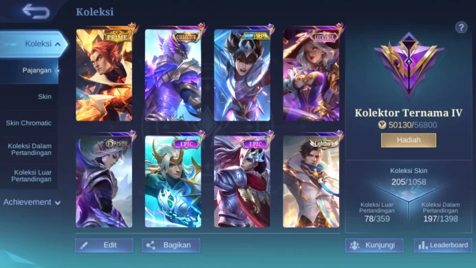 Hero 127|Skin 205|CC GS|Prime Yu Zhong|Luckybox Alice|Saint Seiya Badang|Dtamer Ling|Epic YSS Lancelot|Lightborn Granger ML103B