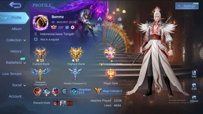 Hero 131|Skin 464|Legend Franco Valir| Panda Ling Akai|AOT Yin|Aspirant Layla|Transfor Xborg |KOF Aurora|CC Jawhead ML127B