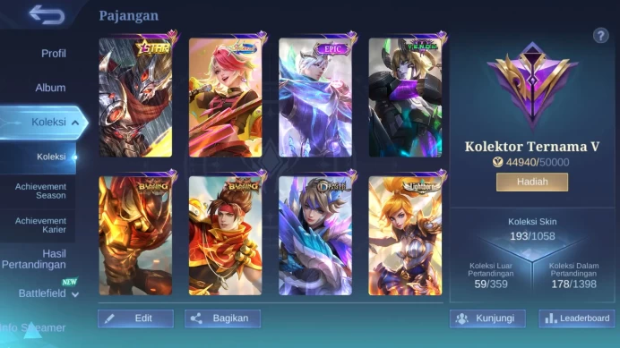 Hero 102|Skin 193|KOF Karina|Annual Hayabusa|CC Natalia|Lightborn Fanny|Sparkle Melissa|Venom Dyrroth ML128B