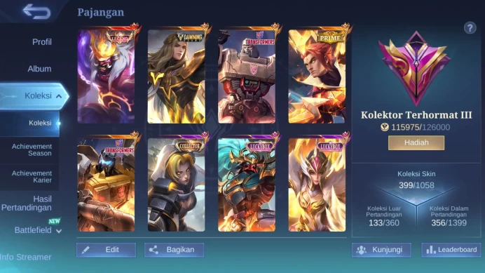 global Hero 131|Skin 399|Dawning Lancelot|Legend Franco|Transformers Granger|Prime Yu Zhong|Sanrio Floryn|Luckybox Freya ML149B
