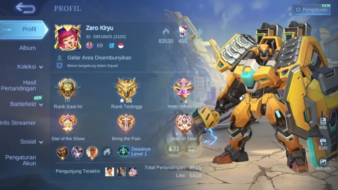 Hero 131|Skin 226|KOF Karina|Transformers Roger|Luckybox Johnson Alice|Blazing Franco|Sparkle Melissa ML164B