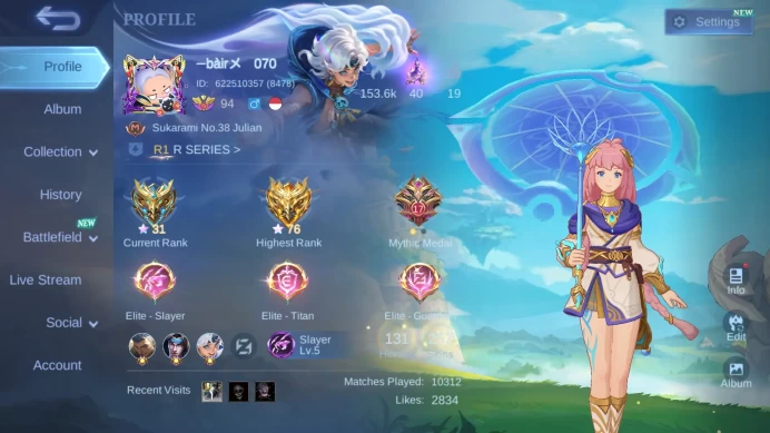 Hero 131|Skin 257|Clouds Kagura|M7 Granger|Lightborn Granger Alucard|Zodiac Martis Aurora|CC Natalia|Dtamer Kimmy Valir ML249B