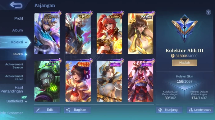 Hero 86|Skin 156|M7 Granger|Lunarfest Change|Venom Grock|Dtamer Valir Kimmy|Blazing Layla|Meow Lesley Julian ML275B