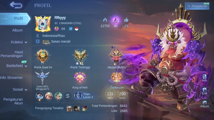 Hero 131|Skin 299|Legend Franco|Transformers Johnson|CC Granger|Sanrio Floryn|Luckybox Freya Fanny Moskov|Zodiac Martis ML279B