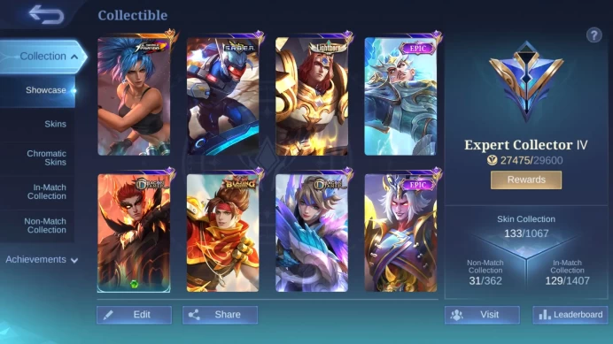 Skin 133|KOF Karina|P.ACE Fanny|Spongebob Cyclops|Lightborn Tigreal|Naruto Vale|Dtamer Valir Kimmy|Blazing Claude ML293B