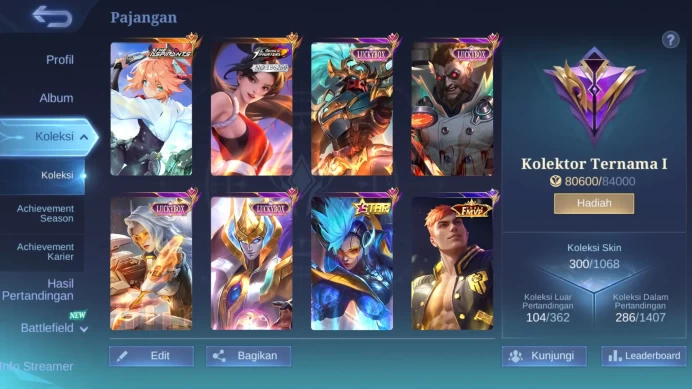 Hero 131|Skin 300|Recal TLPH|Aspirants Fanny|KOF Masha|Luckybox Alpha Roger Lesley Estes|Annual Karrie|FMVP Paquito ML298B