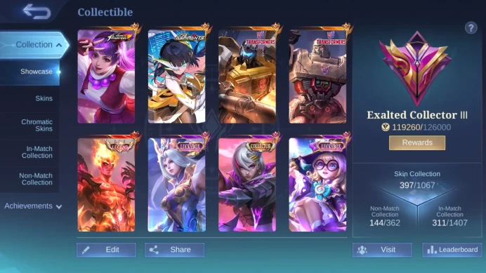 Hero 130|Skin 397|Recall Epic|Legend Valir|CC Benedetta|Transform Granger|KOF Guin|Aspirants Ruby|Lucky Roger Lancelot |ML306B