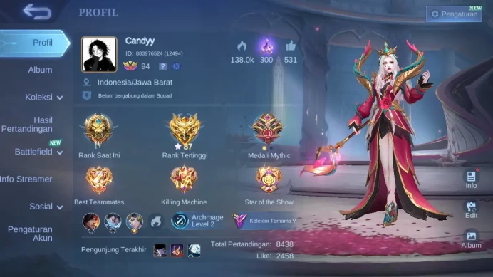 Hero 131|Skin 243|CC Natalia|Lightborn Tigreal|Valentine Claude|Epic Gatotkaca Zilong Moskov Vexana Roger|Saber Johnson|ML311B