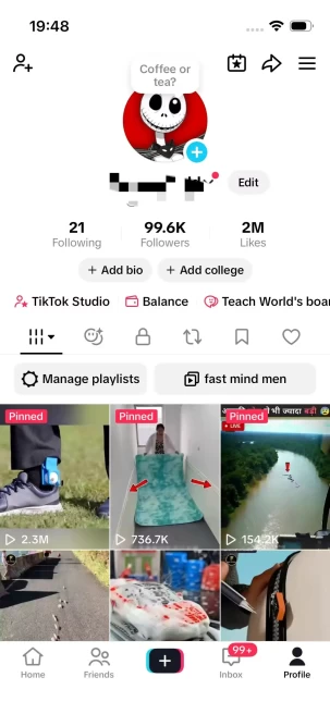Instanly Delivery/USA Monetized 99K Real Followers+2M Real Likes Account/ Creator Rewards Program Activated/ Full Access