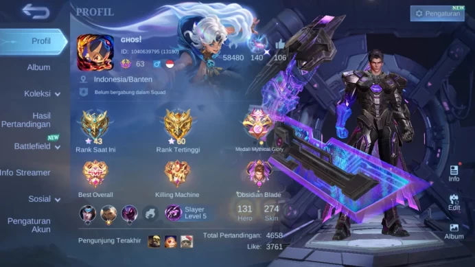 Hero 131|skin 274|Legend Alucard|Aspirants Fanny|Prime Claude|KOF Karina|Luckybox Alice | LB Fanny|Clouds Kagura ML318B