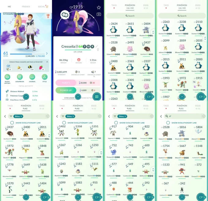 ACm1480 -lv 61 Mystic | x21 2000CP | x1 Legendary | x42 shiny | x11 100IV | Shadow Cresselia | shiny Meowscarada Cinderace Kecleon | Blissey Dar