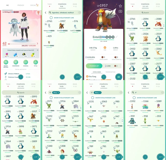 ACm1481 -lv 62 Valor | x16 2000CP | x3 Legendary | x43 shiny | x6 100IV | Entei Nihilego Azelf | shiny Samurott Serperior Incineroar Spinda