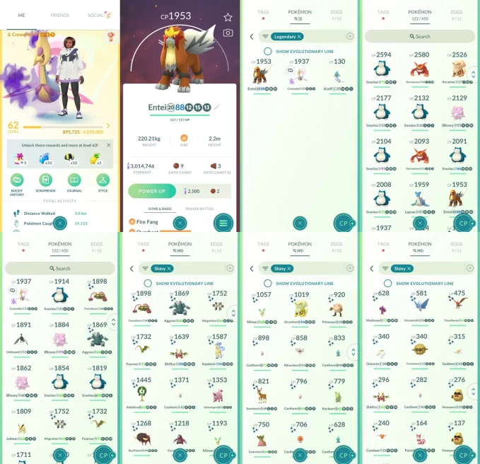 ACm1482 -lv 62 Instinct | x10 2000CP | x3 Legendary | x40 shiny | x3 100IV | Shadow Cresselia Entei Azelf | shiny Rapidash Arcanine Talonflame