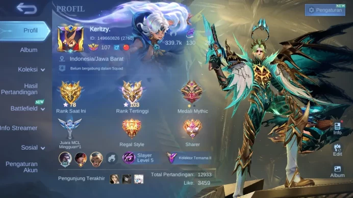Hero 131 | skin 294 | kof karina | prime granger | luckybox karina+claude|annual hayabusa | cc natalia | zodiac martis ML343B
