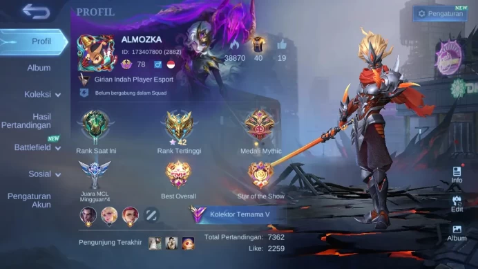 Hero 131 | Skin 232 | SA Hayabusa | Epic Nana+YSS+Irithel+Grock+Pharsa | Rising Lolita | DT Kimmy | SS Badang Silver ML366B